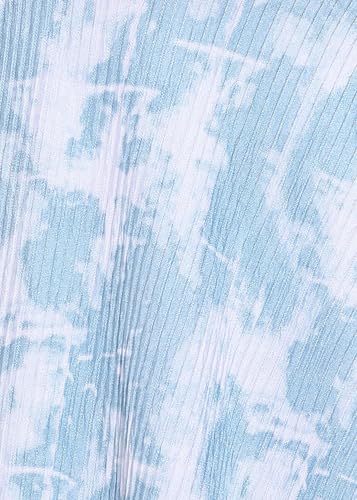 Image of FRAULEIN Women's Tie-Dye A-Line Self Design Printed Maxi /Midi Skirt | High Waist Flared | Soft Ribbed Texture | Casual Summer Knee Length Vacation Skirt