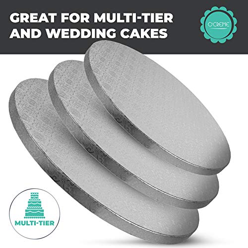 O’Creme Cake Board, Silver Foil Round Cake Circles with Gorgeous Design, Sturdy & Durable 1/2” Thick Cake Drums, Round Cake Boards with 8” Diameter, Pack of 5 Disposable Cake Drums - Image 7