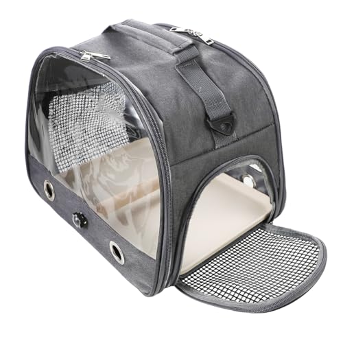 Image of Small Bird Travel Carrier Cage Portable Bird Parrot Parakeet Cockatiel Travel Carrier Bag Lightweight Birds Backpack with Standing Perch and Stainless Tray for Vet Visit Side Access Window