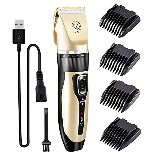 Dogs Shaver Clippers Rechargeable Cordless, Low Noise Dog Grooming Kit, Electric Quiet Hair Clippers Set for Dogs Cats Pets