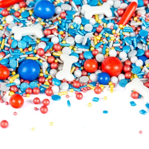 Super Streusel WuffWuff | Vierbeiner Superhelden Tortendeko | Kindergeburtstag Kuchen Deko Essbar | Ohne AZO-Farbstoffe | Für Muffins, Cupcake, Kekse und Kuchen Muffin Torte (90 g)