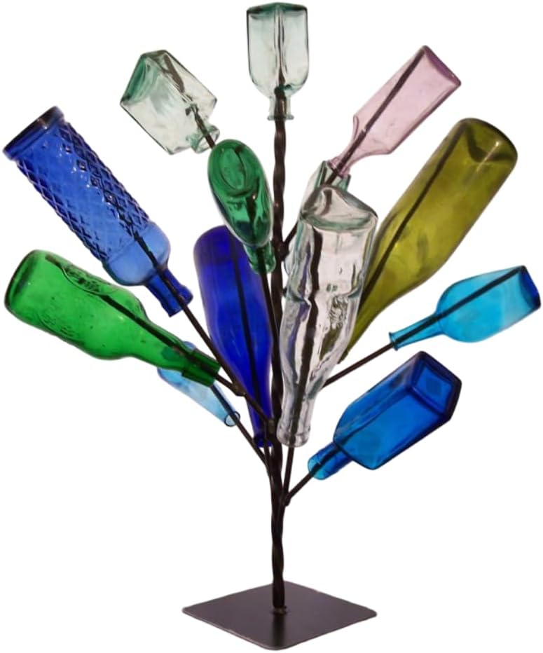 USA Tabletop Southern Wine Bottle Tree for Table, Porch or Balcony Free-Standing Garden Art Decor