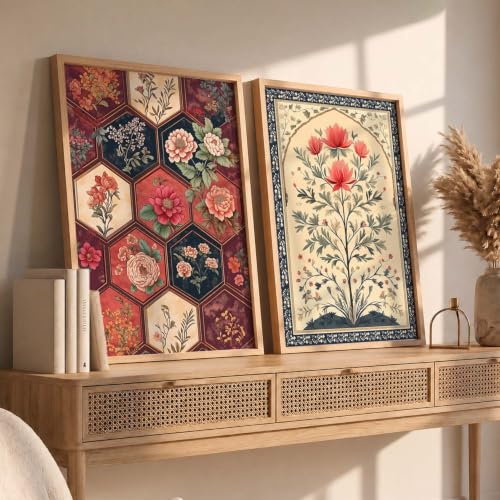 Image of kotart - Indian Wall Art Home Decor Frames Framed Wall Painting for Home Room Bedroom Office Wall Decor Wall Paintings For Home Decoration Pichwai Art Painting for Wall Decoration Wall Poster With frames Traditional Indian Wall Art Madhubani Paintings for Living Room set of 2 (Art 8, (19x25 inch), Framed)