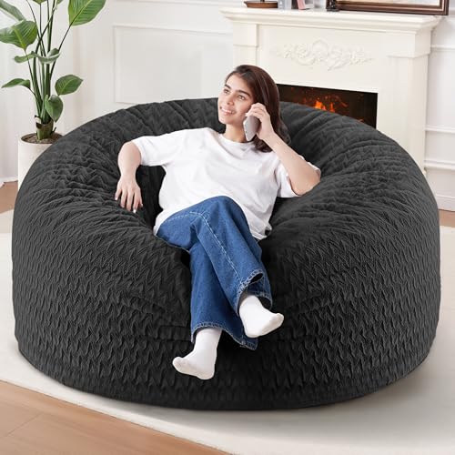 La Mejor Selección de Pufs Top 5. 41 HABUTWAY Silla de Puf de 1.5 m, Sillas de Puf Gigantes para Adultos, Grandes Pufs con Relleno de Espuma Viscoelástica, Sillas de Puf Grandes con Funda de Chenilla en Zig-Zag -...