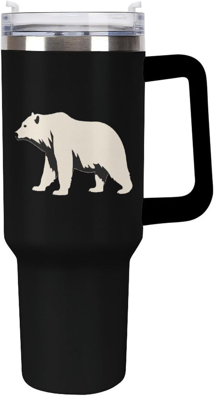 Bear Insulated Car Cup with Handle Stainless Steel Tumbler Coffee Travel Mug for Cold Hot Drinks Black-style