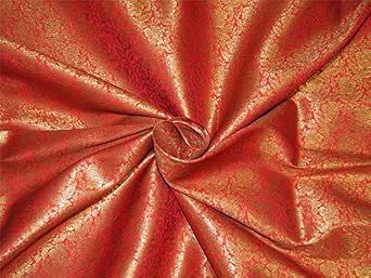 Brocade Fabric red x Metallic Gold Color 44 Wide Bro626[3]