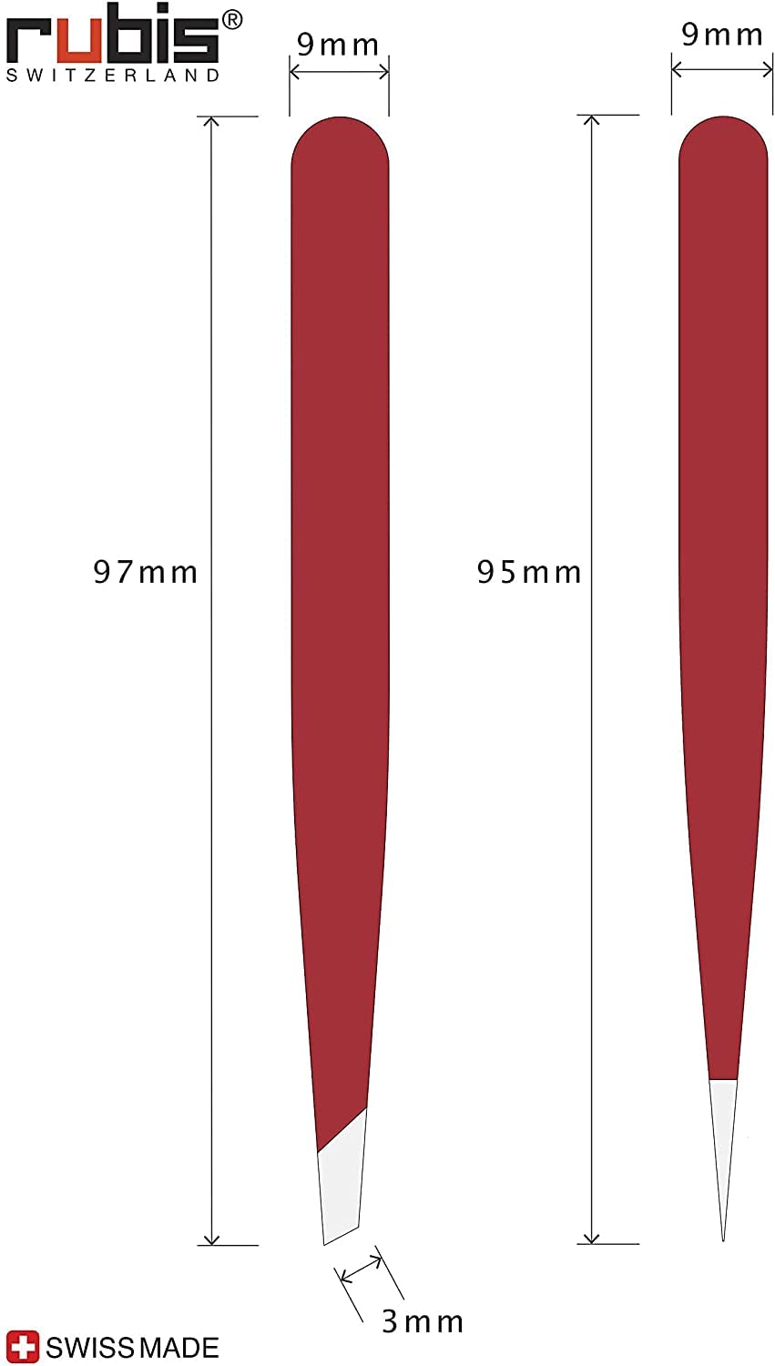 Image secondaire de Rubis Pince à Épiler Professionnelle Set - Pincettes en Acier Inoxydable pour l'épilation des Sourcils - Slant / Pointue
