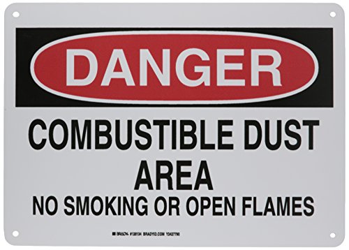 Panneau interdiction de fumer Brady 128134 zone de poussière combustible