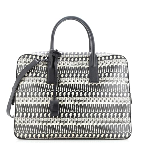 Saint Laurent, Pre-Loved Museum Briefcase Printed Leather Medium, Black
