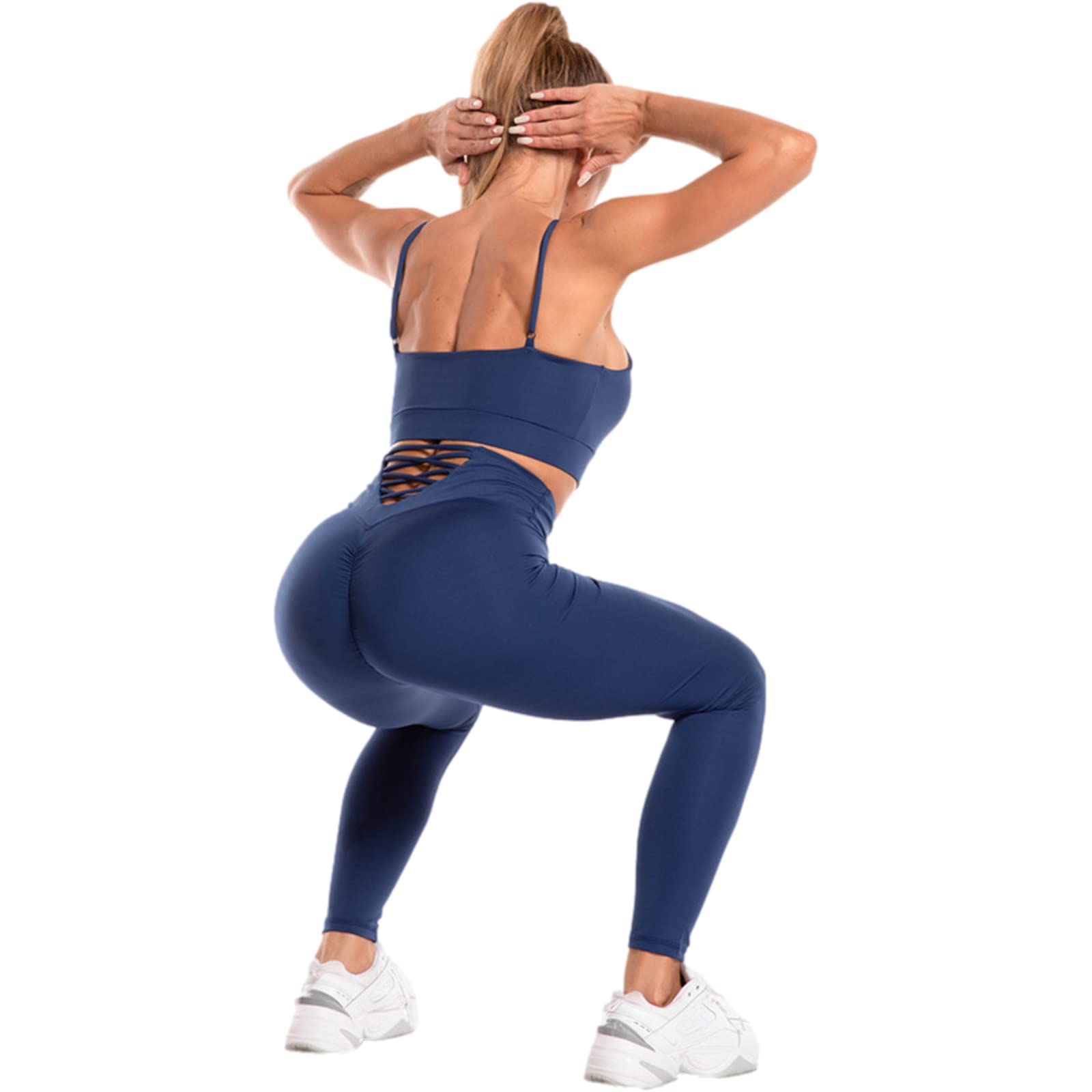 Mujer Conjunto Chándal de Yoga 3 Piezas Sexy Sujetador Camisola Cruzado + Sudadera con Capucha Corta + Legging Ropa Deportiva de Gym Fitness Correr