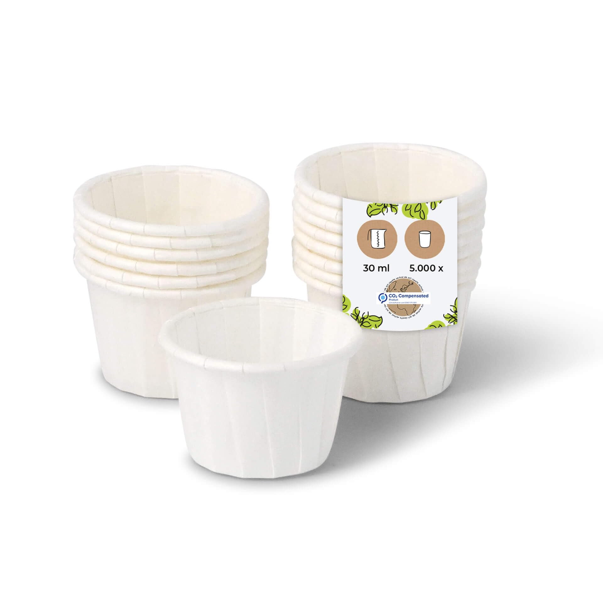 BIOZOYG 5000x pequeños tazones para Dips, salsas, Fingerfood, mermelada mini tazas para porción 30 ml redondo blanco tazas de papel con recubrimiento orgánico 100% biodegradable