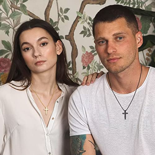 Ursteel 925 Sterling Silver Cross Pendant Cross Necklace for Men, Mens Cross Necklace 18K Gold Black Silver Stainless Steel Chain Necklace for Men Women Girls 16 18 20 22 Inch Cross Necklace3