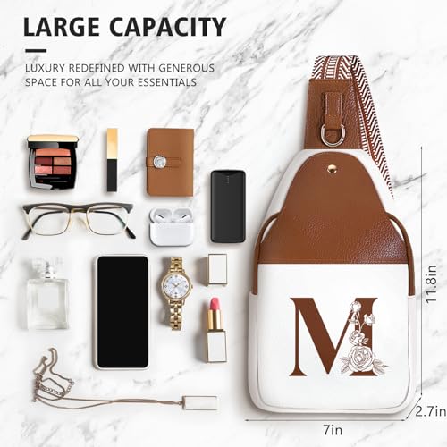 Image of Lizznoe Personalized Crossbody Bag for Women Leather Sling Bags with Initial Letter Chest Bag for Travel, Gift for Mom Wife