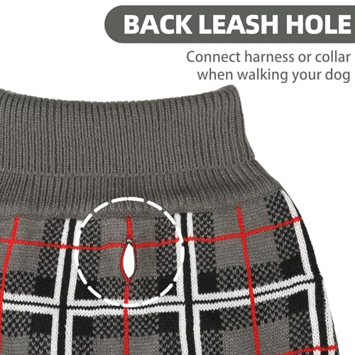PUPTECK Dog Sweater for Large Medium Small Dogs, Classic Plaid, Grey, XS - image 4