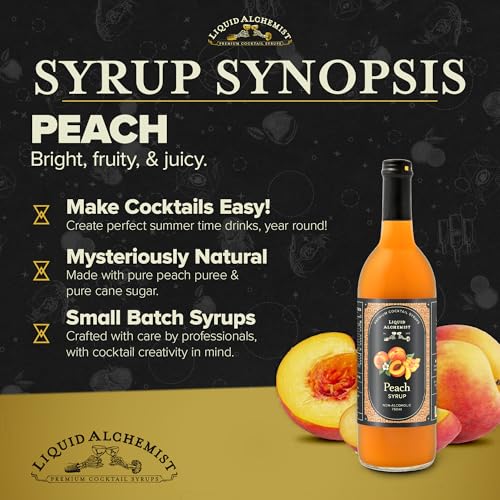 Image of Liquid Alchemist Peach Syrup for Drinks - Real Ingredients Make our Peach Puree for Cocktails a Perfect Bellini Mix - Our Flavored Syrup is Non-GMO & Vegan (25.4 oz)
