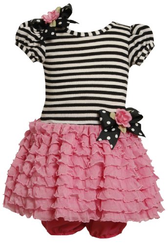 Bonnie Baby Baby Girls' Knit Bodice To Drop Waist Multi Ruffle Skirt