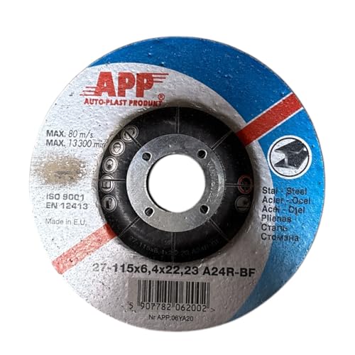 NTools SDSS – Schleifbockscheibe 115 x 6,4 x 22,23 mm zum Schleifen von Stahl | Schleifscheiben für handgeführte Winkelschleifer | FEPA-Form 27 (abgesenkte Mitte), 6,4 mm dick | 5 Stück