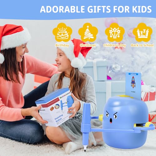 Drawing Robot for Kids, Interactive Educational Drawing Robot, Kids Robot Toys with 100 Word Cards, 12 Color Pens & Voice Interaction, Drawing Machine Present for Girls and Boys Age 5+, Blue - Image 7