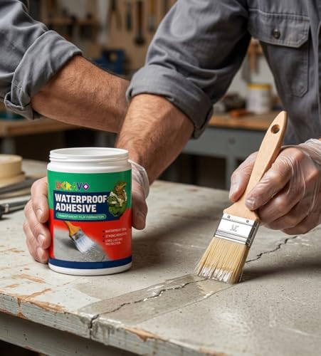 Image of UCRAVO Transparent Waterproof Glue for Leakage 300gm with Brush Roof Leakage Solution Adhesive Epoxy Sealant Crack Seal Agent for Roof,Wall,Tiles,Pipe & Flooring Strong Clear Resin Waterproofing