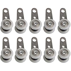 BQLZR Bloque de polea de rodamiento de metal de 1.77 x 0.75 pulgadas con dos ruedas de plástico para puerta corredera y armario de ventana