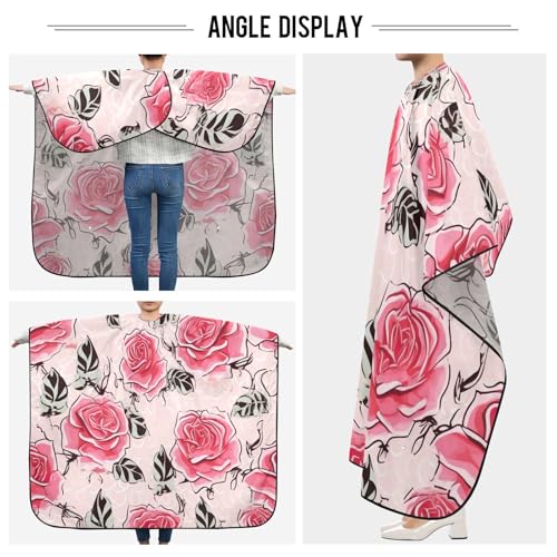 Capa profesional para corte de cabello con estampado floral, impermeable, con cierre ajustable de broche, para peluquería y barbería miniatura 5