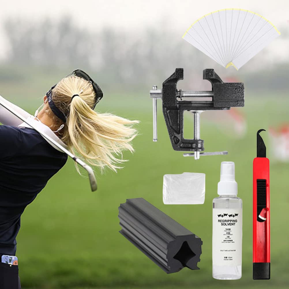 Lot de 6 kits de poignées de pour regripper les clubs de golf, y compris les bandes de poignée de golf, les bandes de préhension avec solvant, la lame de crochet, la
