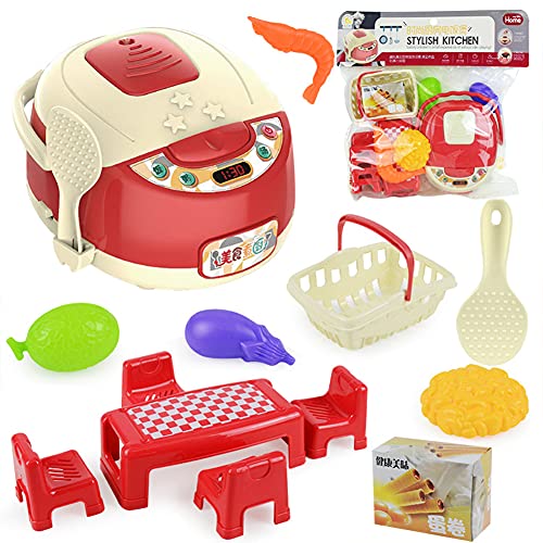 Wpond Kinderküche Spielset,Kinderküche Reiskocher Spielzeug,Spielküche Zubehör Geschenke für Mädchen Jungen rot