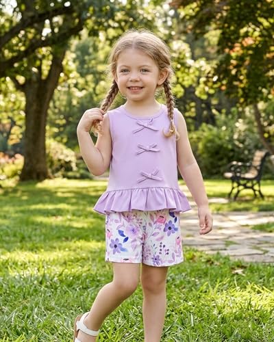 Image of Weebaby Toddler Girl Clothes Baby Summer Outfits Sleeveless Halter Top Ruffle Short Set Cute Kids Clothes Girls