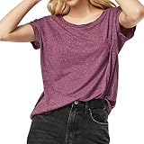 Camiseta holgada con cuello redondo y un bolsillo en el pecho
