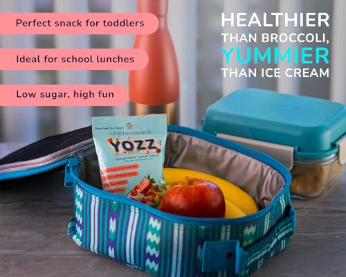 Yozz Probiotic Freeze Dried Yogurt Snack with Real Strawberries - No Sugar Added - 1 Billion CFU per Serving - 10 Individual Packs- For Adults, Babies, and Toddlers - Tastes Wow!