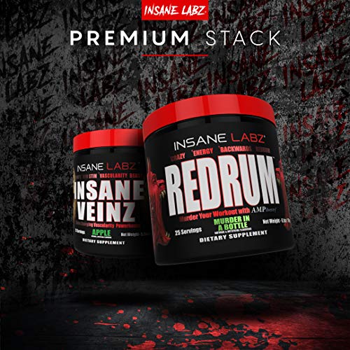 Image of Insane Labz Redrum High Stim Pre-workout NO Booster Powder, Loaded with Beta Alanine, Agamatine Sulfate, Taurine and Fueled by AMPiberry & OXYgold for Strenth and Recovery, 25 Servings, REDRUM (Grape)