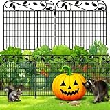 Amagabeli Dekorative Metall-Gartenzaunpaneele 1.12m(H) x 1.8m(L) - Rostfreier Wetterfest Stahl Sichtschutz für Hunde, Blumenbeete & Teiche | 2er-Set Steckzaun ohne Graben | Schwarz Pulverbeschichtet
