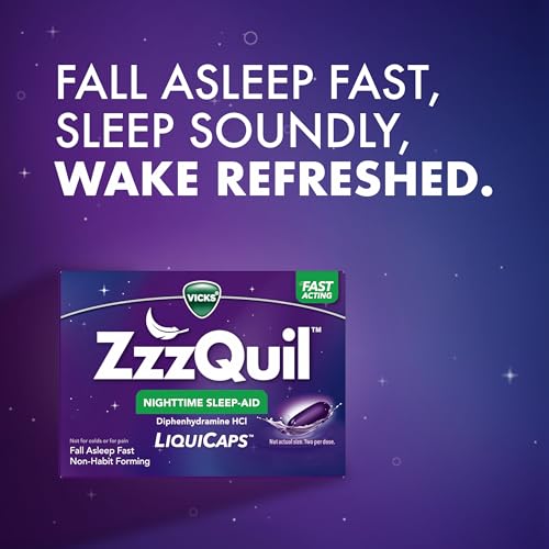 ZzzQuil LiquiCap Sleep Aid, Diphenhydramine 25mg HCl, Sleep Aids for Adults, Nighttime Sleep Aid, 72 LiquiCaps - Image 6