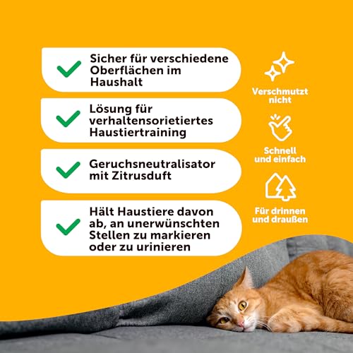 Petsly® Mildes Hunde & Katzenabwehrspray -500ml- Nicht färbend - Hundeschreck gegen Urinieren - Katzen Schreck Spray auch als Kratz & Knabberschutz - Hundeabwehrspray Innen- und Außenanwendung