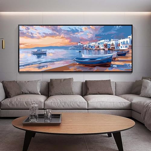 DIY 5D diamant painting grand format pour combler le vide des grands murs blancs du salon