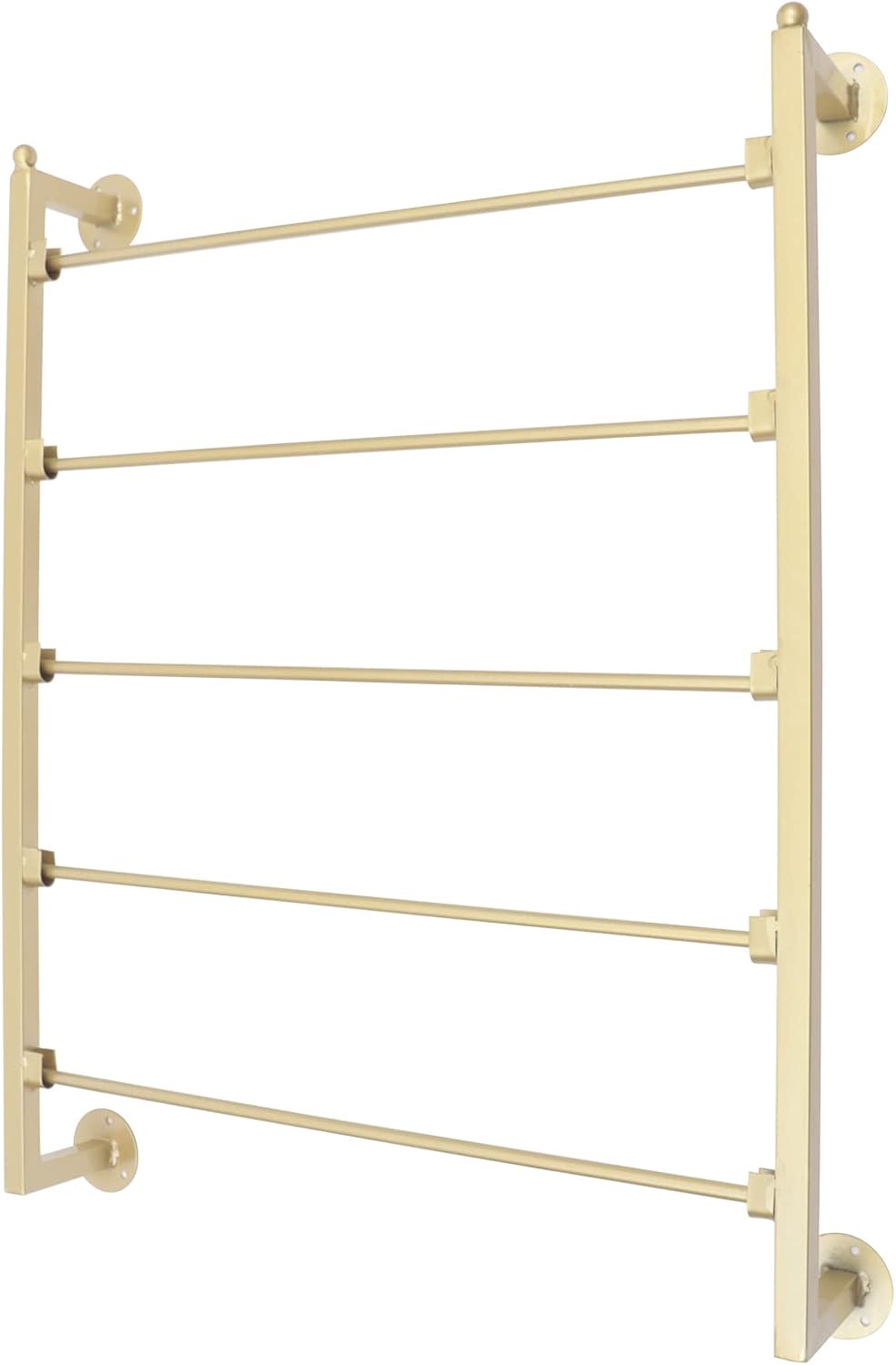 JOMCYDM Wall Mount Scarf Display Stand Metal 5 Tier Towel Scarf Holder Organizer Belts Organized Durable Construction Space Saving Design Modern Storage Display Rack for Ties Belts Gold