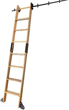 Rolling Library Ladder Hardware Kit,3.3ft-24ft Round Tube Library Ladders Track kit with Floor Wheels, Multi-Use for Loft Stairs Bookshelf Black Rust-Proof Track Complete Kit Without Ladder16ft/500