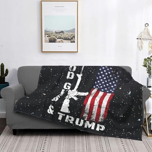 God Guns and Trump Ultra-Soft Micro Fleece Throw Blankets Lightweight Cozy Flannel Blanket 40x30