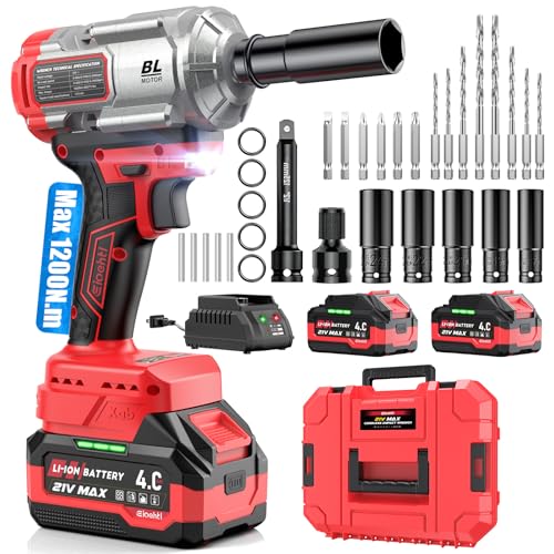 New Upgrade 3-in-1 Impact Wrench, High Torque 900 Ft-Lbs (1200 Nm) 21V MAX 1-2 Brushless Impact driver, 5500 RPM - 3-in-1 Set with Sockets • Drill • Screwdriver - Impact drill for Truck RV Car & Home