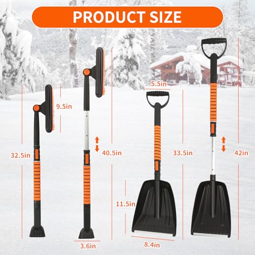 LXEWSI 5 in 1 Ice Scrapers for Car Windshield, 42''Extendable Snow Scraper by LXEWSI - Used condition - Image 3