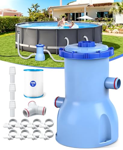 LuxBlue 2026 Improved 530 GPH Small Pool Filter Pump | ETL Certified Cartridge Filter Pump for Above Ground Pools | Water Circulation System- Quickly Remove Debris Enhance Crystal-clear Pool Water