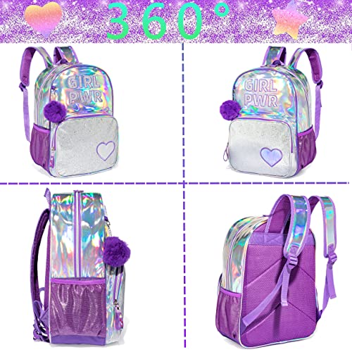 Htgroce Purple Backpacks For Girls With Lunch Box Kindergarten Backpack Glitter For Girls School Backpack Set Girls Book Bag Purple #TOP2
