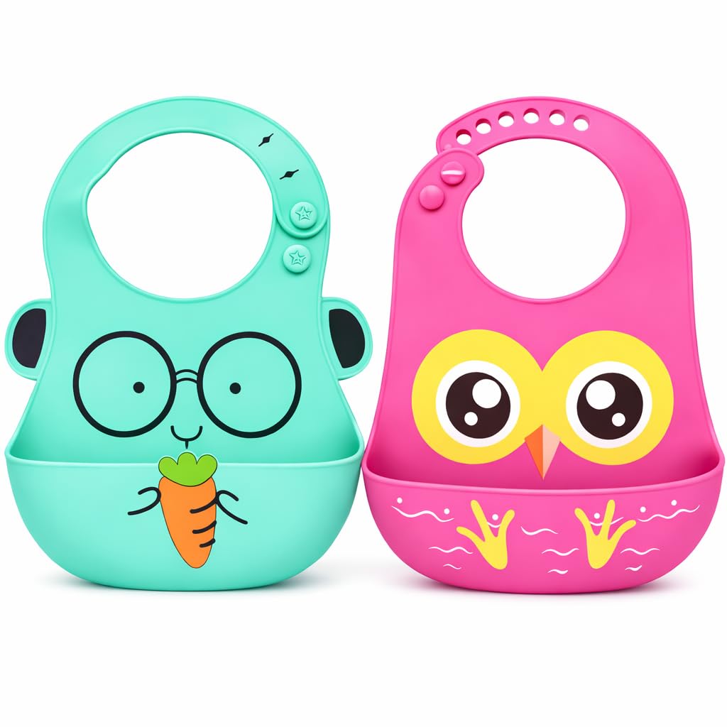 Silicone Baby Feeding Bib with Food Catcher Pocket | Waterproof & Adjustable Toddler Bib | Soft BPA-Free Washable Weaning Bib for Babies 6 Months to 4 Years (Pack of 2)-image-15