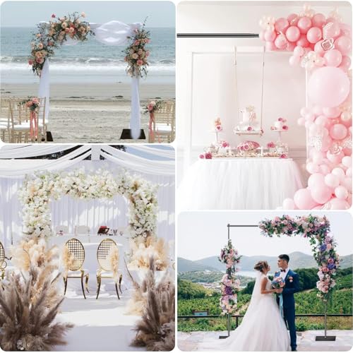 Image of EMART Backdrop Stand, 8.5ft Height 10ft Width Adjustable Photography Background Support Poles with Heavy Duty Flat Base, Photo Metal Steel Pipe and Drape Frame Kit for Parties Birthday Wedding - Black