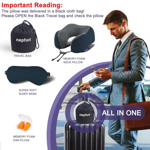 image for napfun Neck Pillow for Traveling, Upgraded Travel Neck Pillow for Airp
