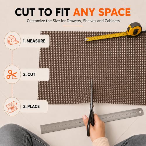 Image of Ash & Roh - Anti Slip Drawer Mat for Shelf and Shelves, Strong and Durable Non-Adhesive Grip Liner Mat for Bedroom Wardrobe Cabinet and Kitchen Place mats (WALLNUT (30x500))