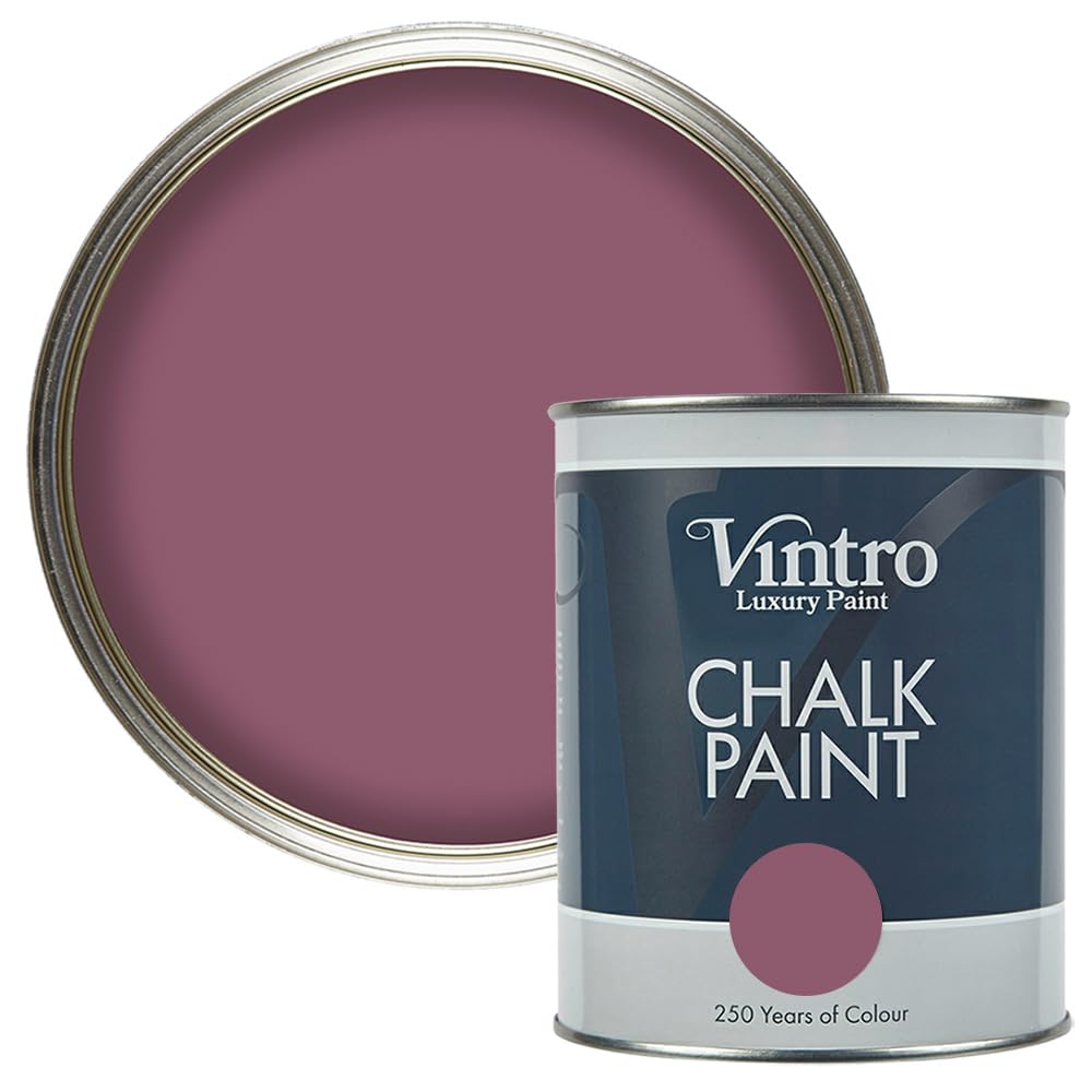Vintro Paint Old Mauve Vintro | Aubergine Chalk Paint | Furniture Paint | Shabby Chic | Upcycle | Decorate | Ultra Matt Finish | 1 Litre (Old Mauve)