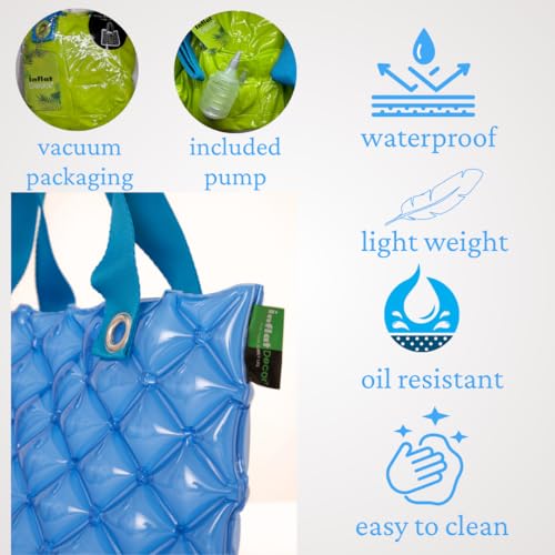 inflatDecor Neon Handbag for Women – Inflatable Puffer Tote Bag with Diamond Pattern – Lightweight Waterproof Beach Bag4