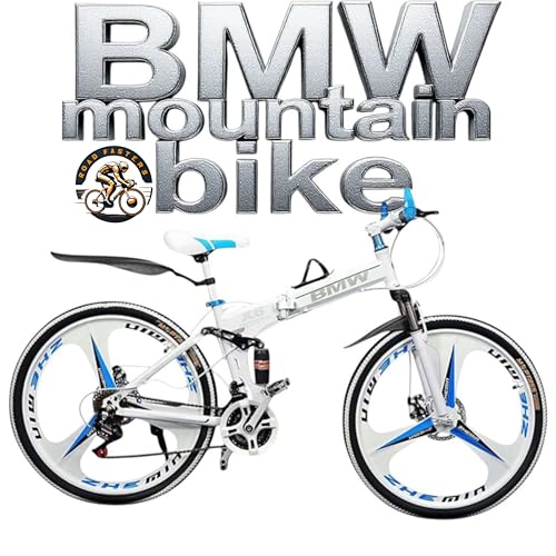 Image of BMV X6 Foldable Cruiser Bicycle | 26-Inch Bike with 21-Speed Gears, Dual Disc Brakes, Hydraulic Suspension & Carbon Steel Frame | Perfect for City & Off-Road Adventures (White 3 s)