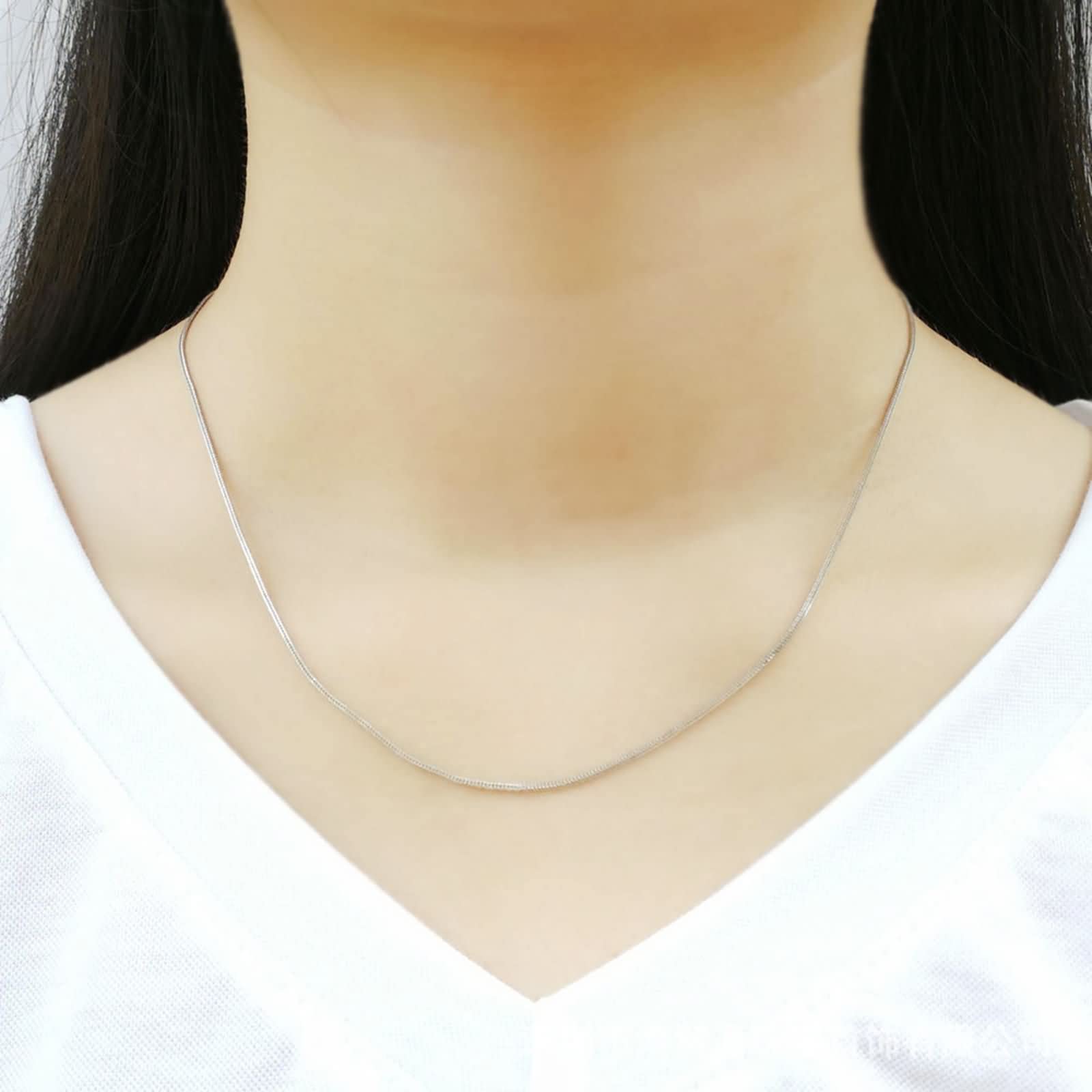 Collana Catena Lunga Donna,Collana Donna 40-45 cm Catena 0.8mm Catena Grano Collane 925 Collana da Donna Argento